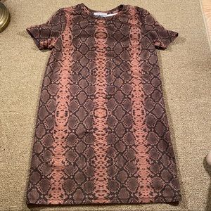 Zara Snakeskin Velvety Tshirt Shift Dress Small
